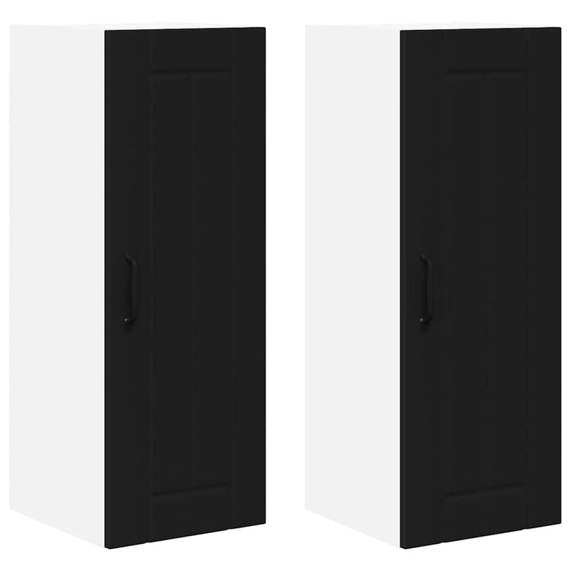 vidaXL Konyhaszekrény polcokkal 2 pcs Fekete 30 x 31 x 80 cm Faanyag