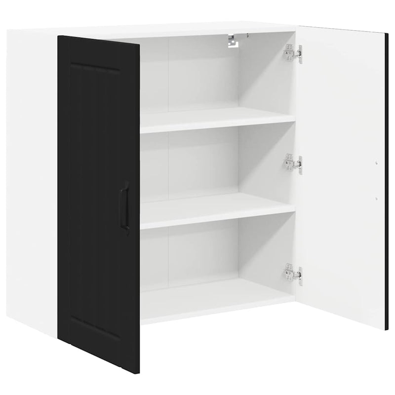 vidaXL Konyhaszekrény polcokkal Fekete 80 x 31 x 80 cm Faanyag