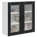 vidaXL Fali üveges szekrény LUCCA Fekete 80 x 31 x 80 cm Szerelt Fa