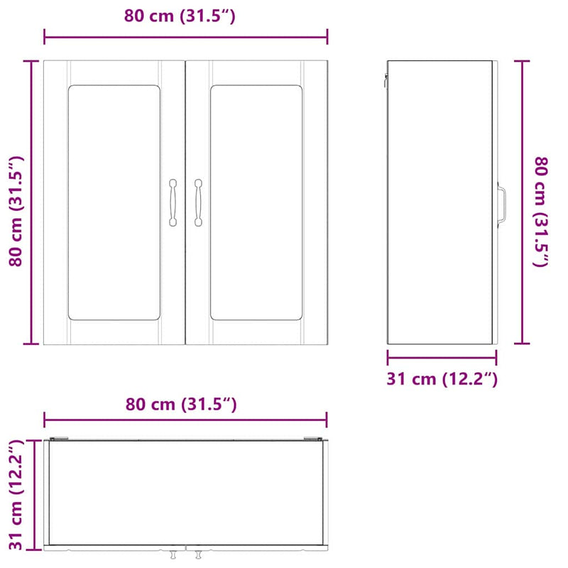 vidaXL Konyhaszekrény polcokkal Barna Tölgy 80 x 31 x 80 cm Faanyag