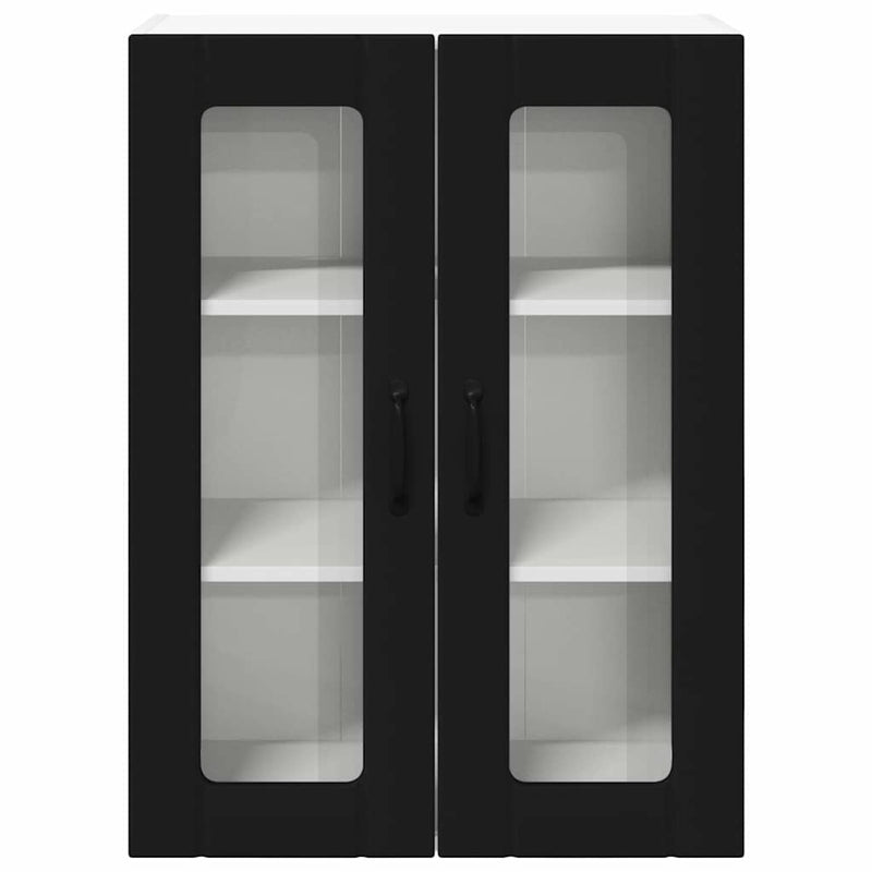 vidaXL Konyhaszekrény polcokkal Fekete 60 x 31 x 80 cm Faanyag