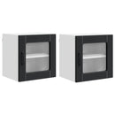 vidaXL Fali üveges szekrény PORTO 2 pcs Fekete 40 x 31 x 40 cm Faanyag