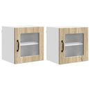 vidaXL Fali üveges szekrény PORTO 2 pcs Sonoma tölgy 40 x 31 x 40 cm