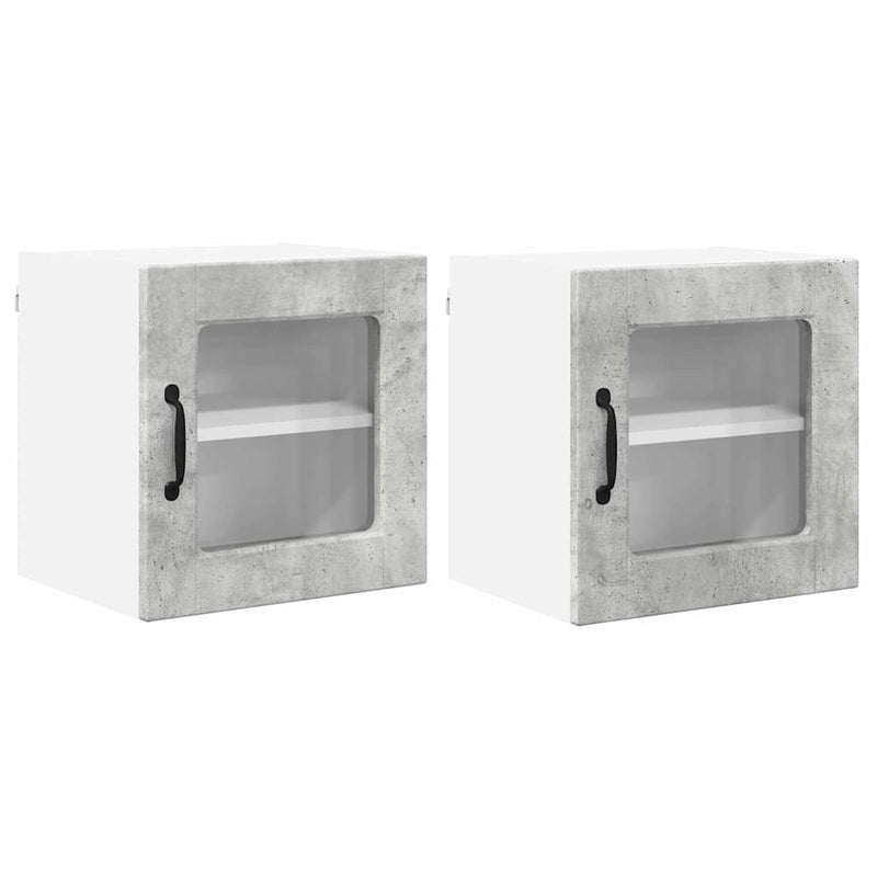 vidaXL Fali konyhaszekrény 2 pcs Beton Szürke 40 x 31 x 40 cm Faanyag