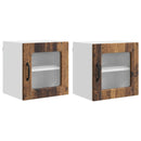 vidaXL Fali üveges szekrény PORTO 2 pcs Öreg fa 40 x 31 x 40 cm