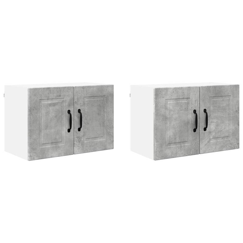 vidaXL Fali konyhaszekrény 2 pcs Beton Szürke 60 x 31 x 40 cm Faanyag