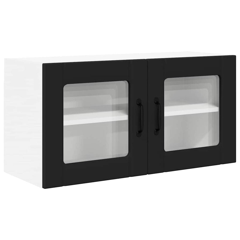 vidaXL Fali konyhaszekrény polcokkal Fekete 80 x 31 x 40 cm Faanyag