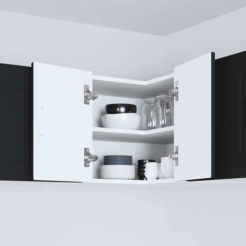 vidaXL Fali konyhaszekrény polcokkal Fekete 57 x 57 x 40 cm Faanyag