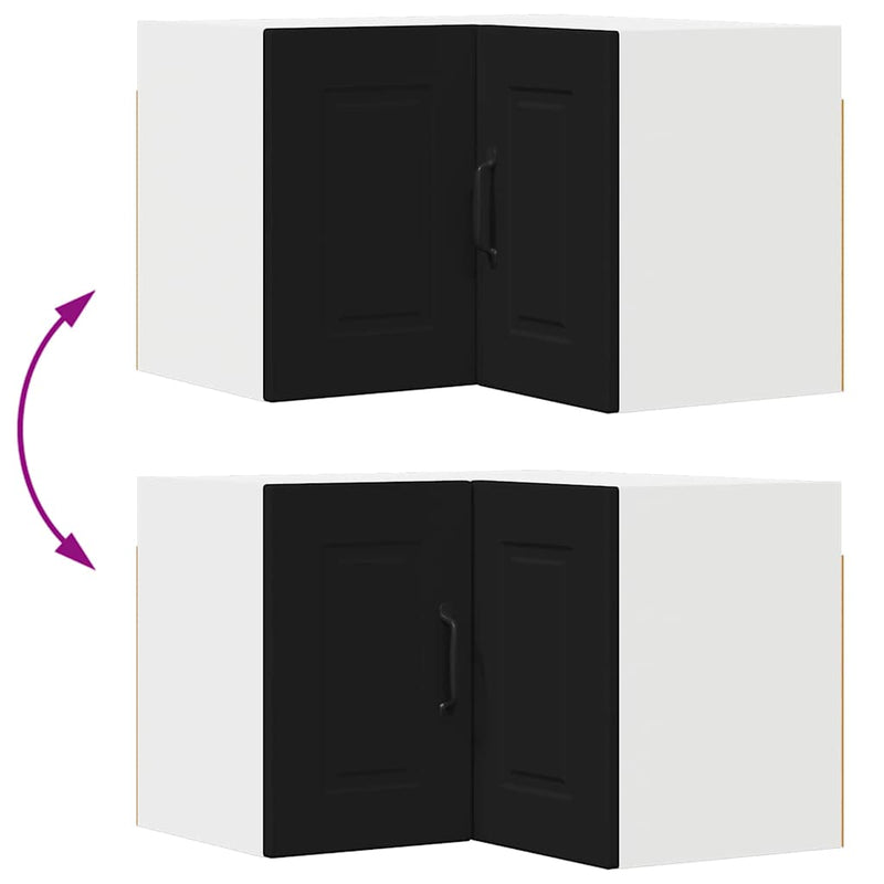 vidaXL Fali konyhaszekrény polcokkal Fekete 57 x 57 x 40 cm Faanyag