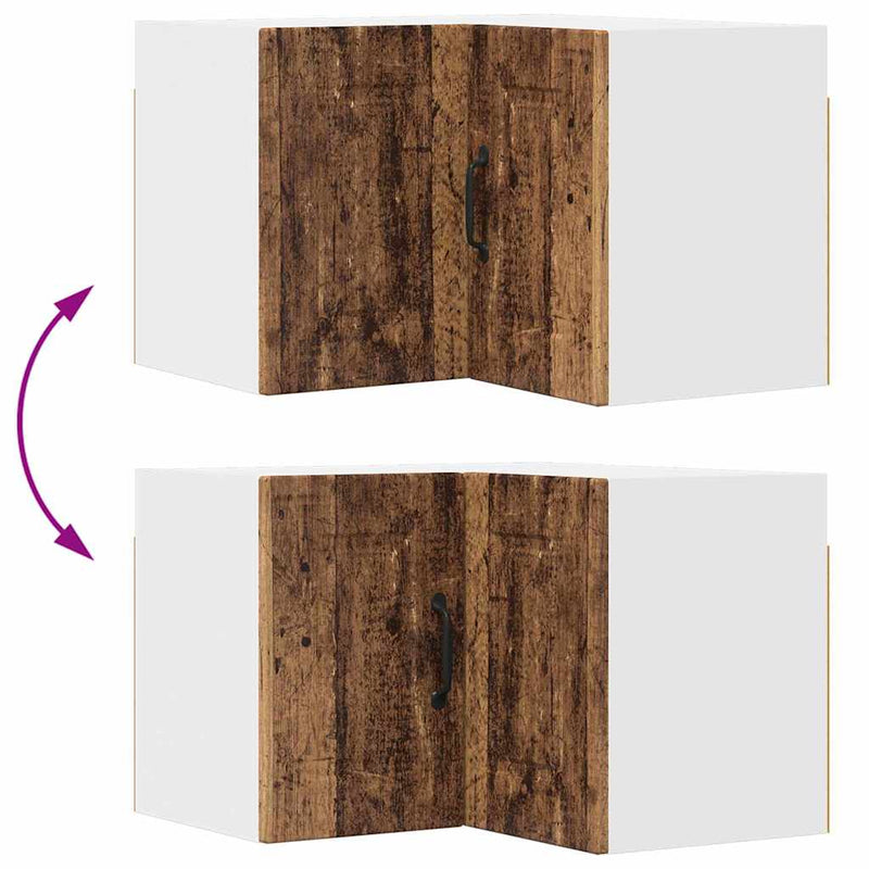 vidaXL Fali konyhaszekrény polcokkal Öreg fa 57 x 57 x 40 cm Faanyag