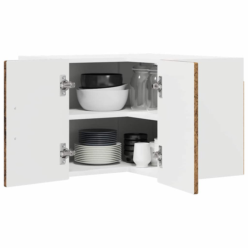 vidaXL Fali konyhaszekrény polcokkal Öreg fa 57 x 57 x 40 cm Faanyag