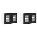 vidaXL Fali üveges szekrény PORTO 2 pcs Fekete 60 x 31 x 40 cm Faanyag