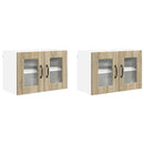 vidaXL Fali üveges szekrény PORTO 2 pcs Sonoma tölgy 60 x 31 x 40 cm