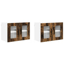 vidaXL Fali üveges szekrény PORTO 2 pcs Füstölt tölgy 60 x 31 x 40 cm