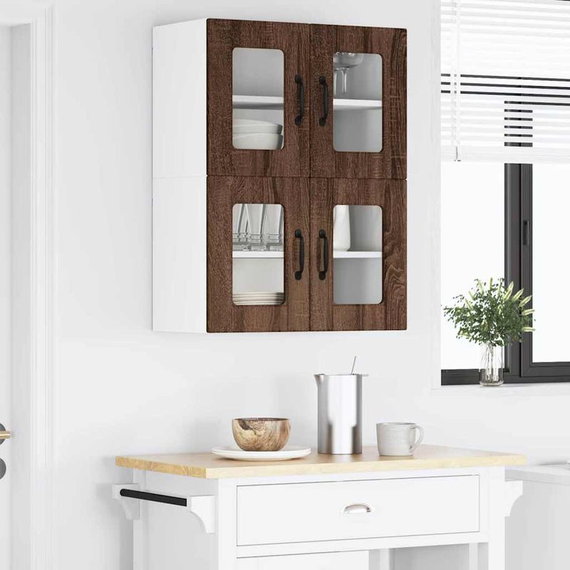 vidaXL Fali konyhaszekrény 2 pcs Barna Tölgy 60 x 31 x 40 cm Faanyag