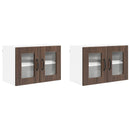 vidaXL Fali üveges szekrény PORTO 2 pcs Barna Tölgy 60 x 31 x 40 cm