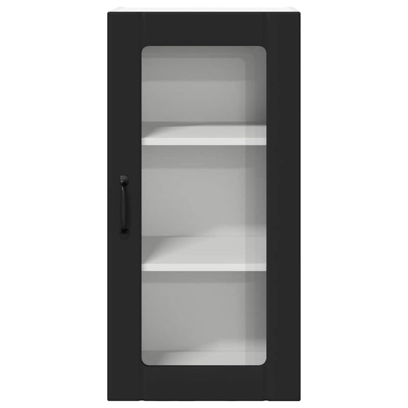 vidaXL Fali konyhaszekrény polcokkal Fekete 40 x 31 x 80 cm Faanyag