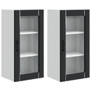 vidaXL Fali üveg szekrény PORTO 2 pcs Fekete 40 x 31 x 80 cm Faanyag