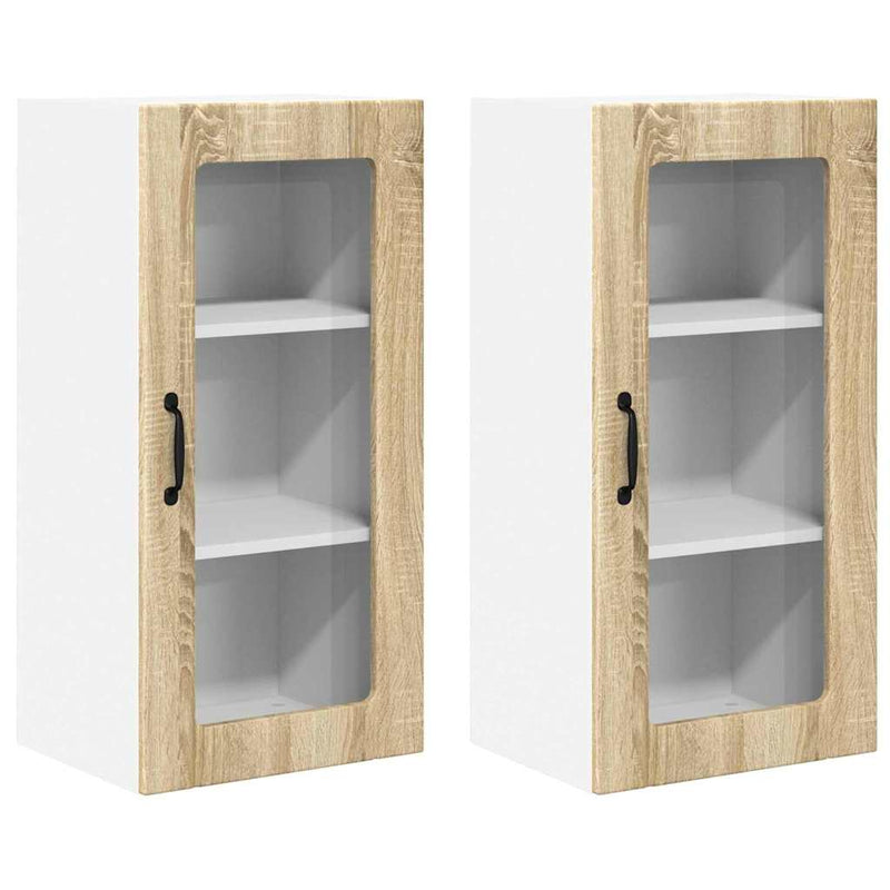 vidaXL Fali konyhaszekrény 2 pcs Sonoma tölgy 40 x 31 x 80 cm Faanyag