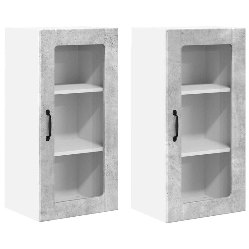 vidaXL Fali konyhaszekrény 2 pcs Beton Szürke 40 x 31 x 80 cm Faanyag