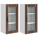 vidaXL Fali üveges szekrény PORTO 2 pcs Barna Tölgy 40 x 31 x 80 cm