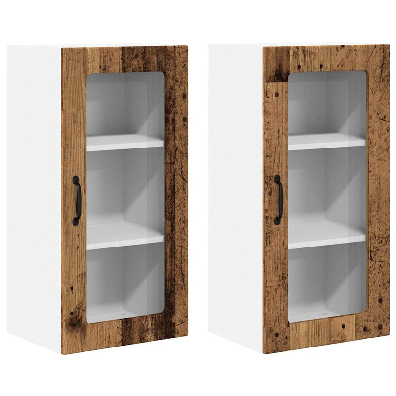 vidaXL Fali konyhaszekrény 2 pcs Öreg fa 40 x 31 x 80 cm Faanyag