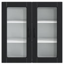 vidaXL Fali üveges szekrény PORTO Fekete 80 x 31 x 80 cm Faanyag