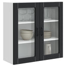 vidaXL Fali üveges szekrény PORTO Fekete 80 x 31 x 80 cm Faanyag