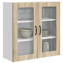 vidaXL Fali üveges szekrény PORTO Sonoma tölgy 80 x 31 x 80 cm Faanyag