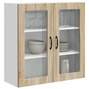 vidaXL Fali üveges szekrény PORTO Sonoma tölgy 80 x 31 x 80 cm Faanyag