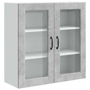 vidaXL Fali üveges szekrény PORTO Beton Szürke 80 x 31 x 80 cm Faanyag