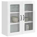 vidaXL Fali üveges szekrény PORTO Magas Fényű Fehér 80 x 31 x 80 cm