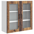 vidaXL Fali üveges szekrény PORTO Öreg fa 80 x 31 x 80 cm Faanyag