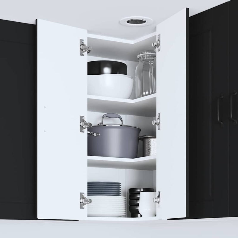 vidaXL Fali konyhaszekrény polcokkal Fekete 57 x 57 x 80 cm Faanyag