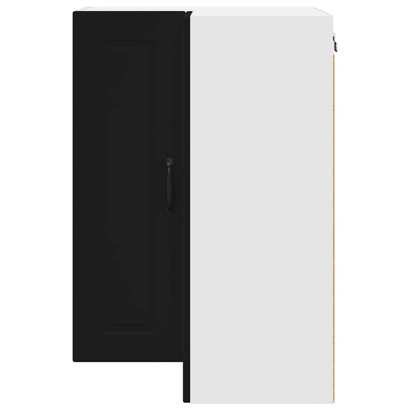 vidaXL Fali konyhaszekrény polcokkal Fekete 57 x 57 x 80 cm Faanyag