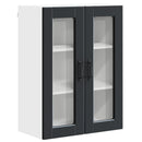 vidaXL Fali üveges szekrény PORTO Fekete 60 x 31 x 80 cm Faanyag