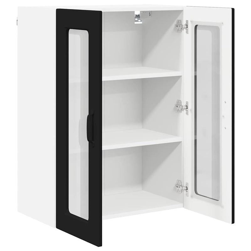 vidaXL Fali konyhaszekrény polcokkal Fekete 60 x 31 x 80 cm Faanyag