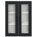 vidaXL Fali üveges szekrény PORTO Fekete 60 x 31 x 80 cm Faanyag