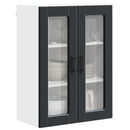 vidaXL Fali üveges szekrény PORTO Fekete 60 x 31 x 80 cm Faanyag
