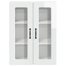 vidaXL Fali üveges szekrény PORTO Magas Fényű Fehér 60 x 31 x 80 cm