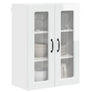 vidaXL Fali üveges szekrény PORTO Magas Fényű Fehér 60 x 31 x 80 cm
