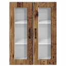 vidaXL Fali üveges szekrény PORTO Öreg fa 60 x 31 x 80 cm Faanyag