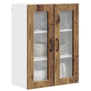 vidaXL Fali üveges szekrény PORTO Öreg fa 60 x 31 x 80 cm Faanyag