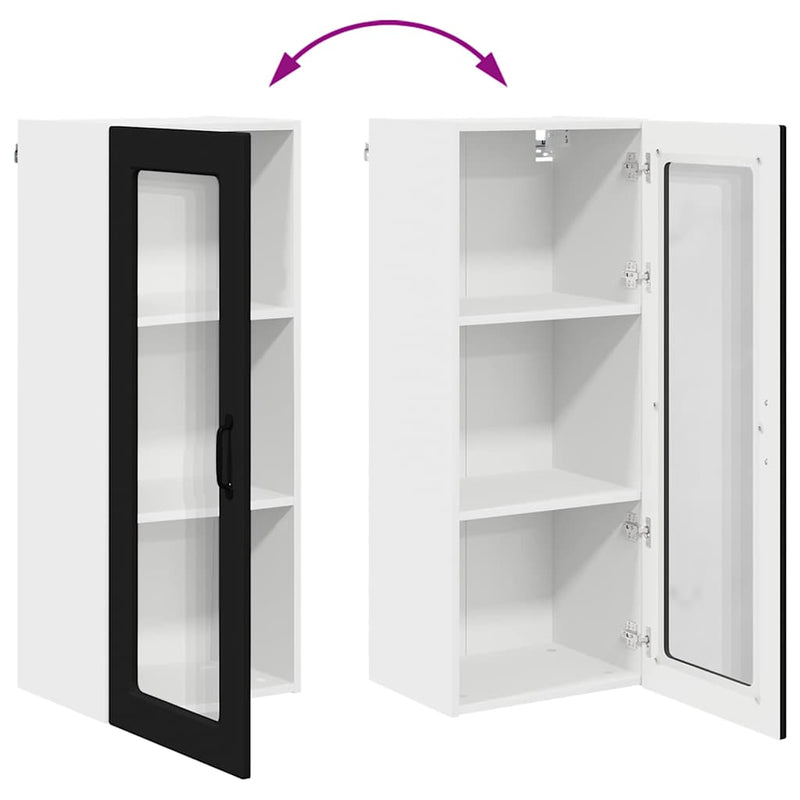 vidaXL Fali konyhaszekrény polcokkal Fekete 40 x 31 x 100 cm Faanyag