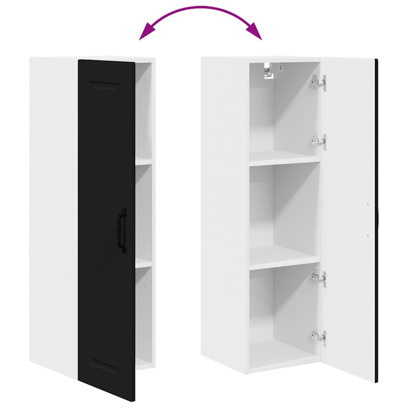 vidaXL Fali konyhaszekrény polcokkal Fekete 30 x 31 x 100 cm Faanyag