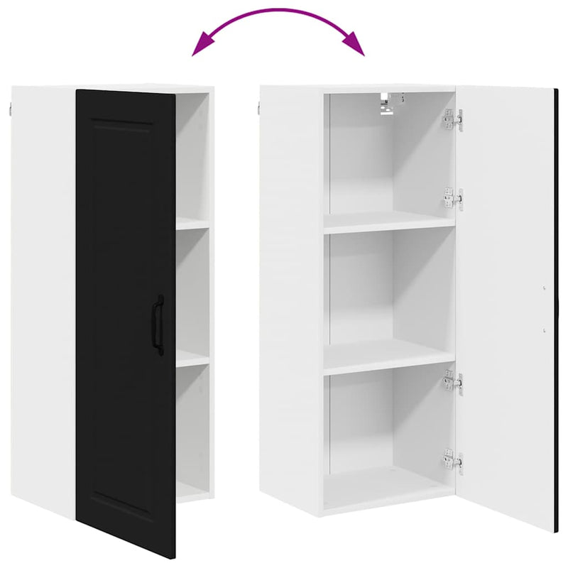 vidaXL Fali konyhaszekrény polcokkal Fekete 40 x 31 x 100 cm Faanyag