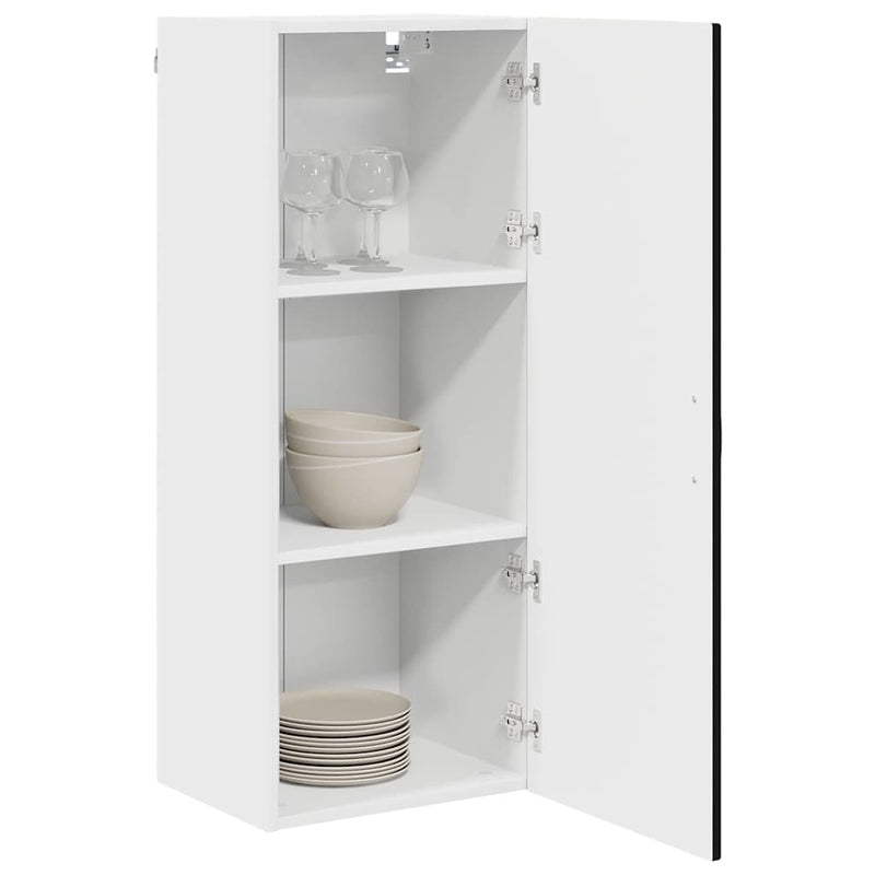 vidaXL Fali konyhaszekrény polcokkal Fekete 40 x 31 x 100 cm Faanyag