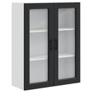 vidaXL Fali üveges szekrény PORTO Fekete 80 x 31 x 100 cm Faanyag