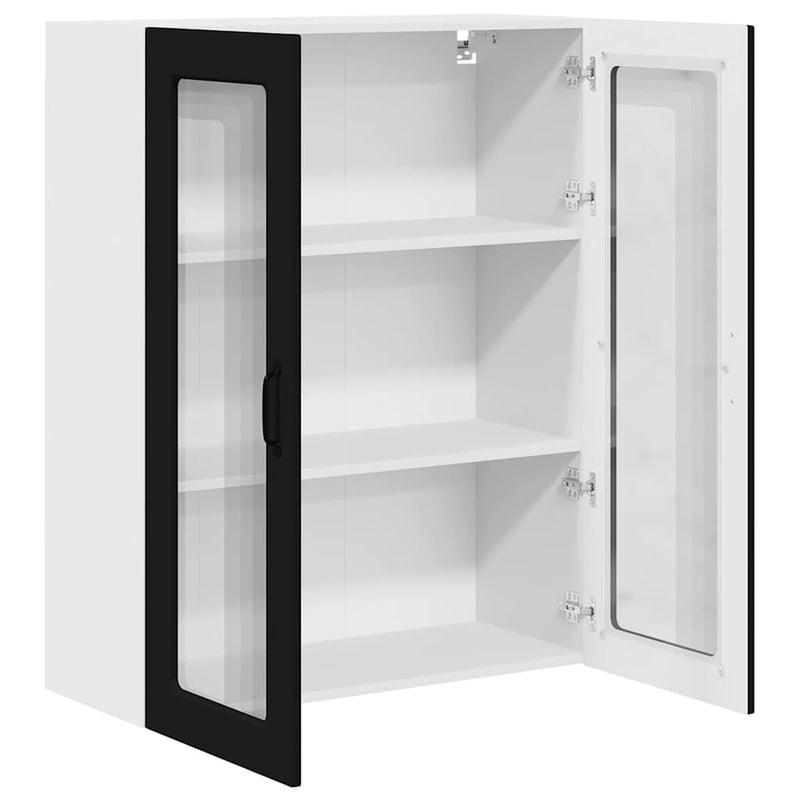 vidaXL Fali konyhaszekrény polcokkal Fekete 80 x 31 x 100 cm Faanyag