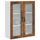 vidaXL Fali üveges szekrény PORTO Öreg fa 80 x 31 x 100 cm Faanyag